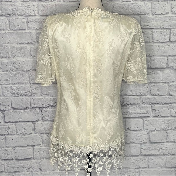 Vintage Patra Lace Overlay Bow Applique Blouse - Picture 6 of 12